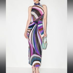Brand New Emilio Pucci Women's Blue Purple Iride Print Dress